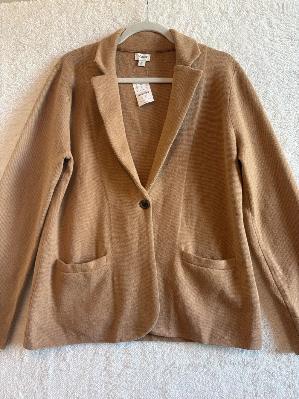J. Crew Factory Schoolboy Sweater Blazer Heather Acorn 100% Cotton Large NWT
